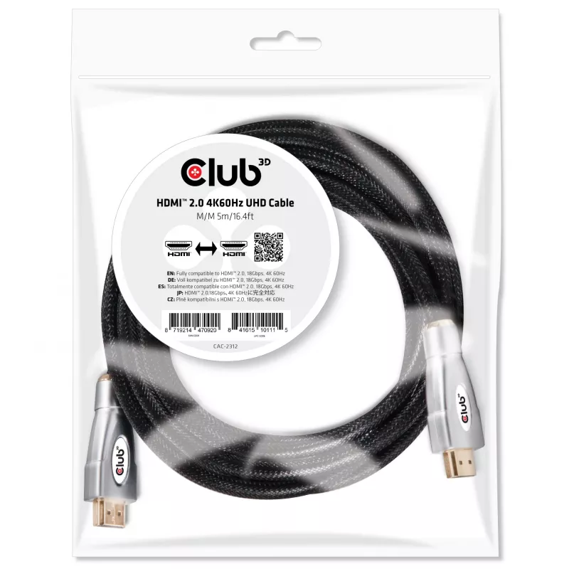 Cabo CLUB3D HDMI 2.0 4K60Hz UHD 5m/16.4ft