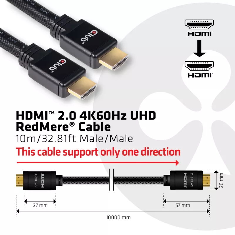 Cabo CLUB3D HDMI 2.0 4K60Hz RedMere 10m/32,8ft