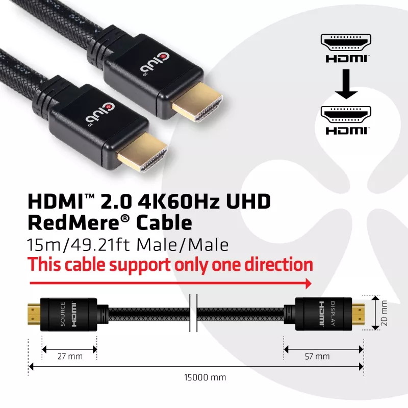 Cabo CLUB3D HDMI 2.0 4K60Hz RedMere 15m/49,2ft