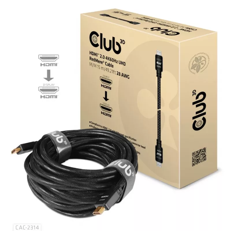 Cabo CLUB3D HDMI 2.0 4K60Hz RedMere 15m/49,2ft