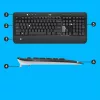 Conjunto de teclado e rato sem fios Logitech MK540 Advanced – teclado QWERTZ de tamanho completo, recetor USB, layout US, rato ergonómico, preto/branco