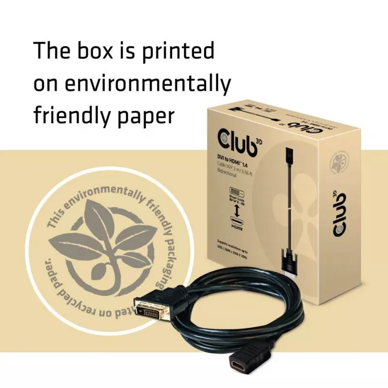 Club 3D CAC-1211 cabo de DVI-D para HDMI 1.4, Dual Link, M/F, 2 m, preto