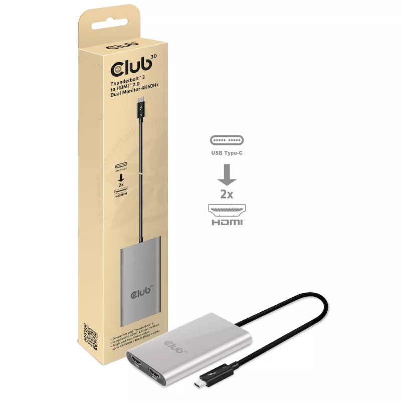 Adaptador CLUB3D Thunderbolt 3 para HDMI 2.0 duplo