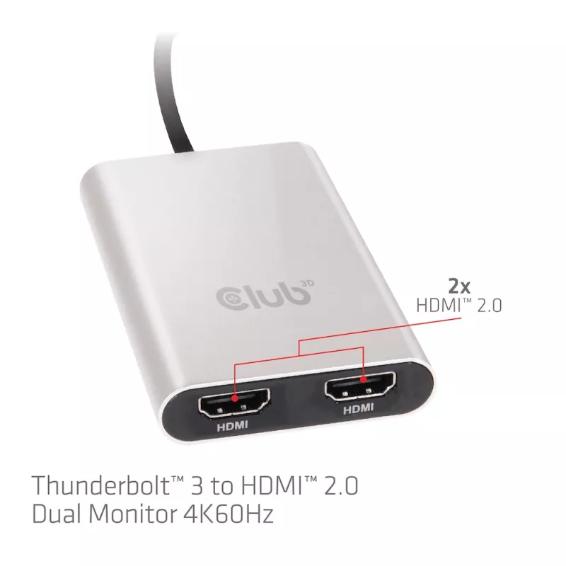 Adaptador CLUB3D Thunderbolt 3 para HDMI 2.0 duplo