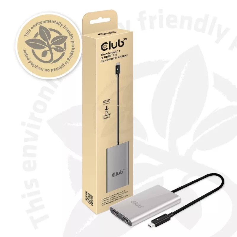 Adaptador CLUB3D Thunderbolt 3 para HDMI 2.0 duplo