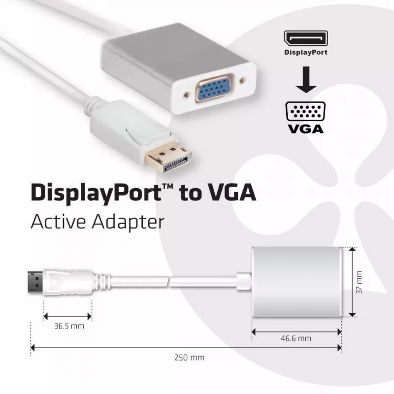 Adaptador ativo DisplayPort para VGA CLUB3D CAC-2003
