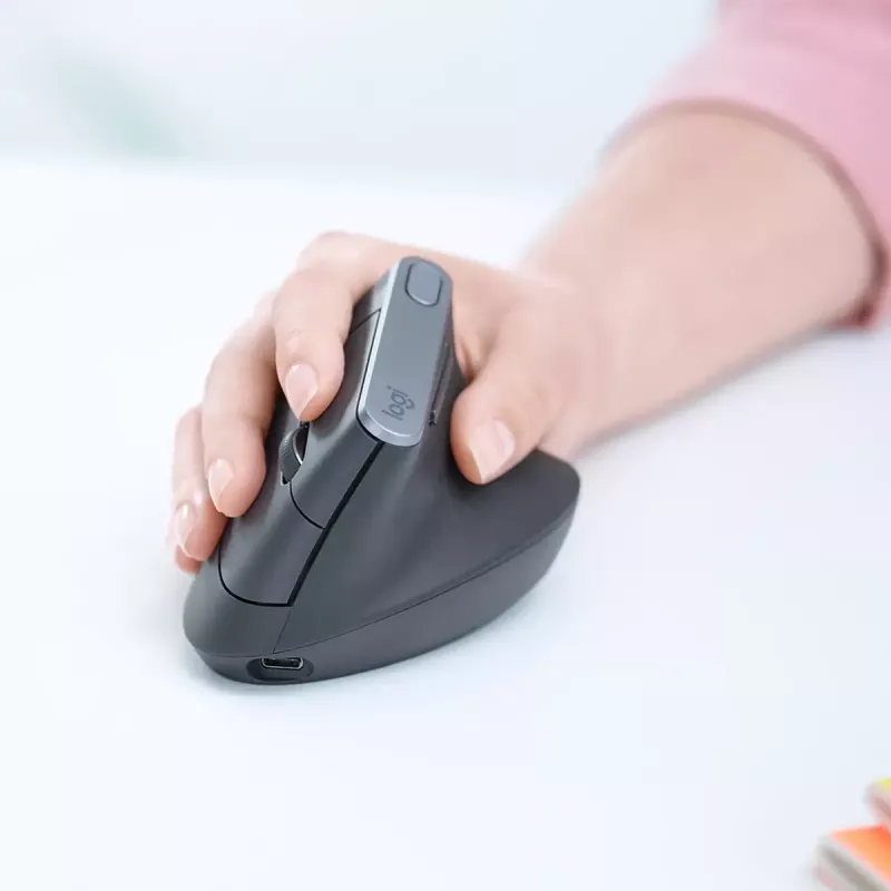 Rato ergonómico sem fios Logitech MX Vertical, MX Vertical, 4000 DPI, RF Wireless + Bluetooth, para destros, grafite, uso de escritório