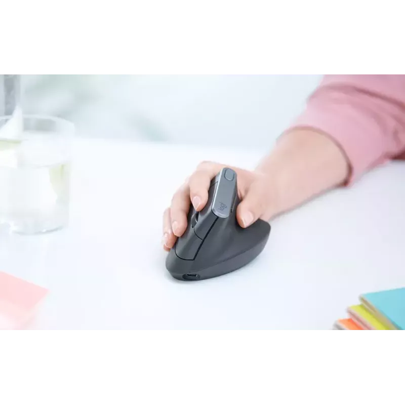 Rato ergonómico sem fios Logitech MX Vertical, MX Vertical, 4000 DPI, RF Wireless + Bluetooth, para destros, grafite, uso de escritório