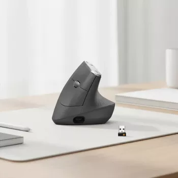 Rato ergonómico sem fios Logitech MX Vertical, MX Vertical, 4000 DPI, RF Wireless + Bluetooth, para destros, grafite, uso de escritório