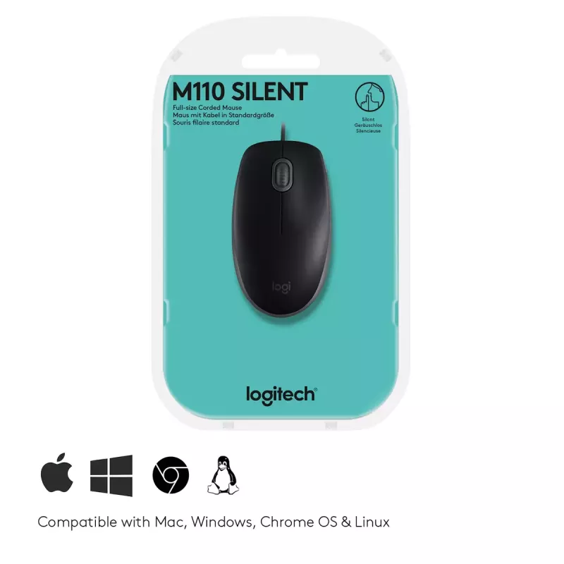 Rato Logitech B110 Silent com fio USB preto