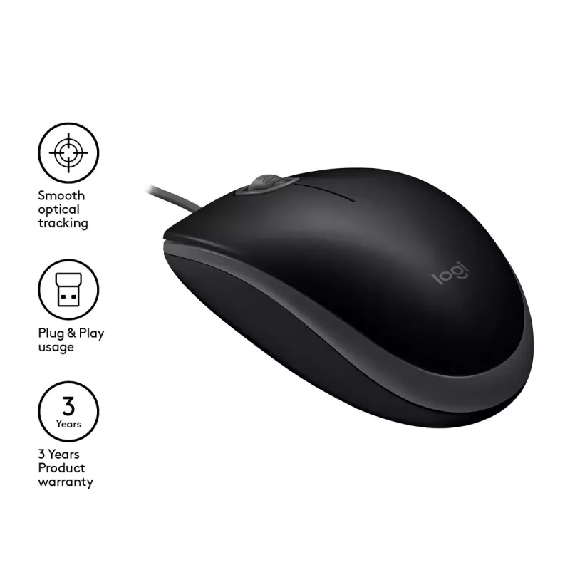 Rato Logitech B110 Silent com fio USB preto