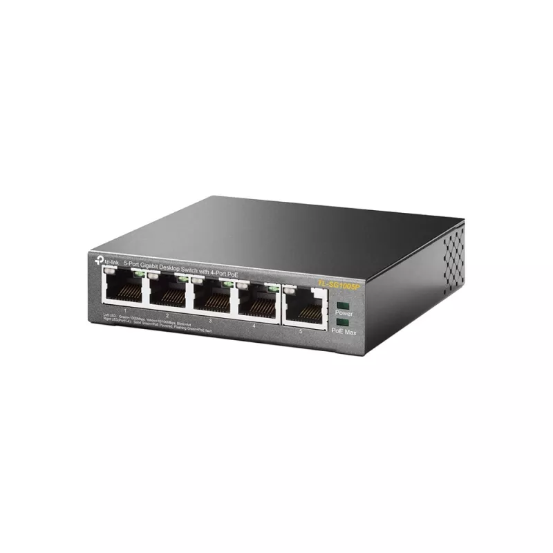 Switch TP-Link 5 portas Gigabit Desktop PoE com 4 portas, não gerido, Gigabit Ethernet (10/100/1000), Power over Ethernet (PoE)