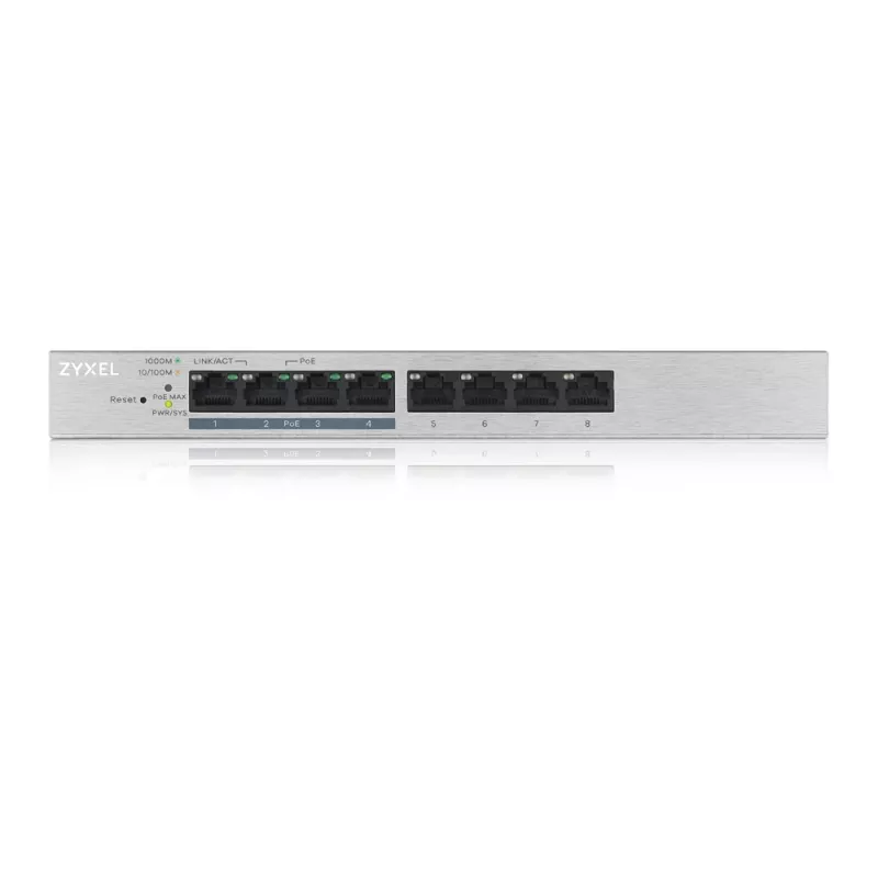 Zyxel GS1200-8HP v2 gerido Gigabit Ethernet (10/100/1000) Power over Ethernet (PoE) cinzento