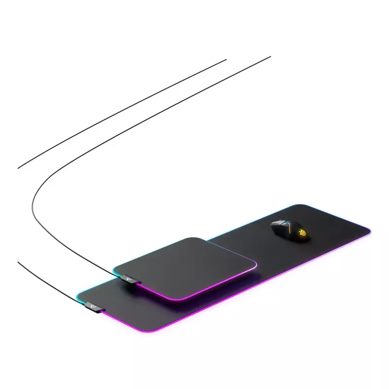 Tapete de rato gaming STEELSERIES QcK Prism Cloth XL — superfície de tecido, 900×300 mm, 4 mm de espessura, retroiluminação RGB