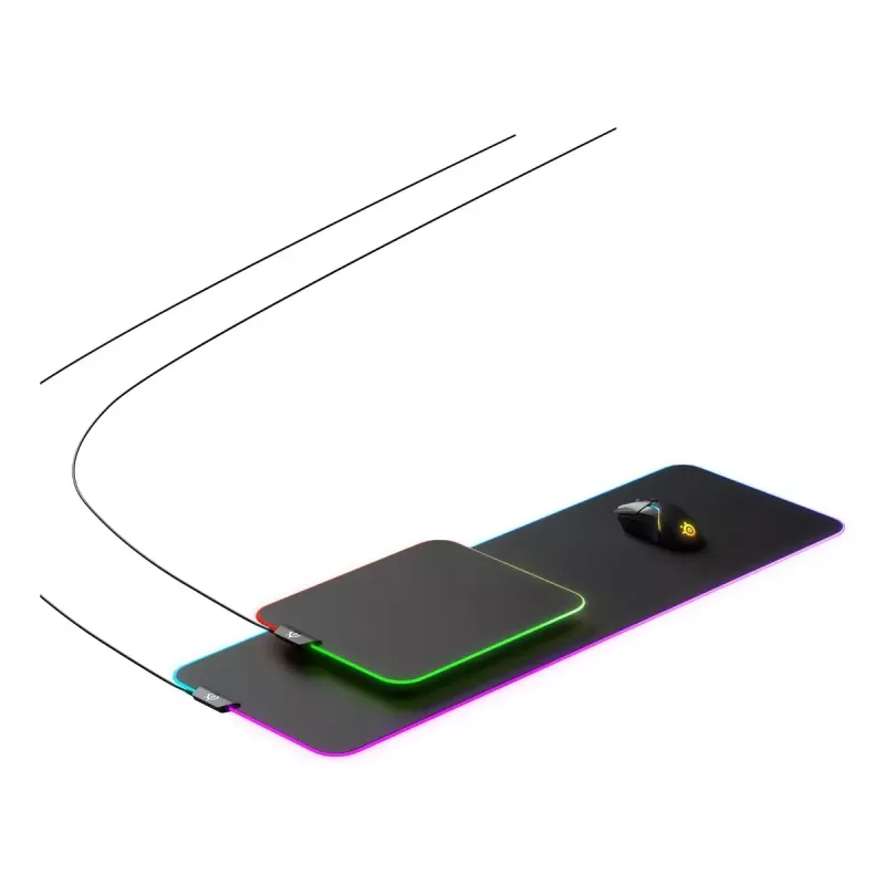 Tapete de rato gaming STEELSERIES QcK Prism Cloth XL — superfície de tecido, 900×300 mm, 4 mm de espessura, retroiluminação RGB