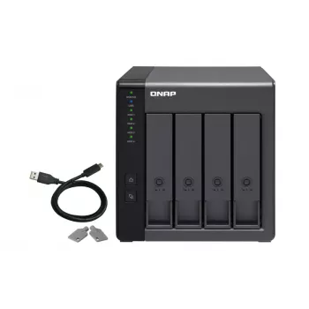 Caixa QNAP TR-004 de 4 baías - 2.5/3.5 polegadas - Serial ATA II - 0,1,5,10,JBOD - 3.2 Gen 1 (3.1 Gen 1) - USB Type-C