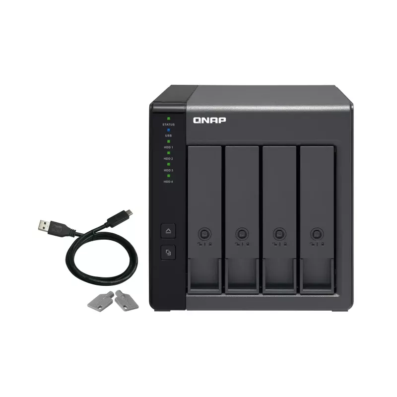 Caixa QNAP TR-004 de 4 baías - 2.5/3.5 polegadas - Serial ATA II - 0,1,5,10,JBOD - 3.2 Gen 1 (3.1 Gen 1) - USB Type-C