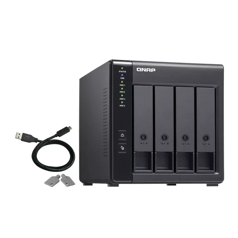 Caixa QNAP TR-004 de 4 baías - 2.5/3.5 polegadas - Serial ATA II - 0,1,5,10,JBOD - 3.2 Gen 1 (3.1 Gen 1) - USB Type-C
