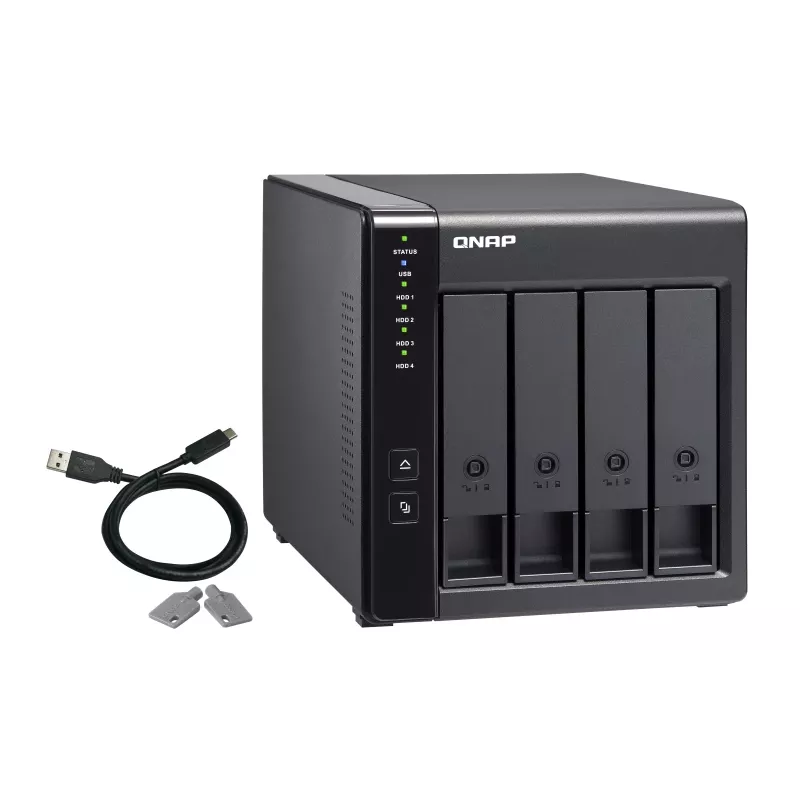 Caixa QNAP TR-004 de 4 baías - 2.5/3.5 polegadas - Serial ATA II - 0,1,5,10,JBOD - 3.2 Gen 1 (3.1 Gen 1) - USB Type-C