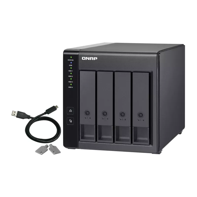 Caixa QNAP TR-004 de 4 baías - 2.5/3.5 polegadas - Serial ATA II - 0,1,5,10,JBOD - 3.2 Gen 1 (3.1 Gen 1) - USB Type-C
