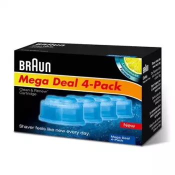 BRAUN CCR4 recargas de 3+1 cartuchos para o sistema de limpeza e carregamento Clean&Renew, embalagem com três recargas mais uma adicional