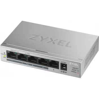 Zyxel GS1005HP Gigabit Ethernet não gerido (10/100/1000) Power over Ethernet (PoE) prateado