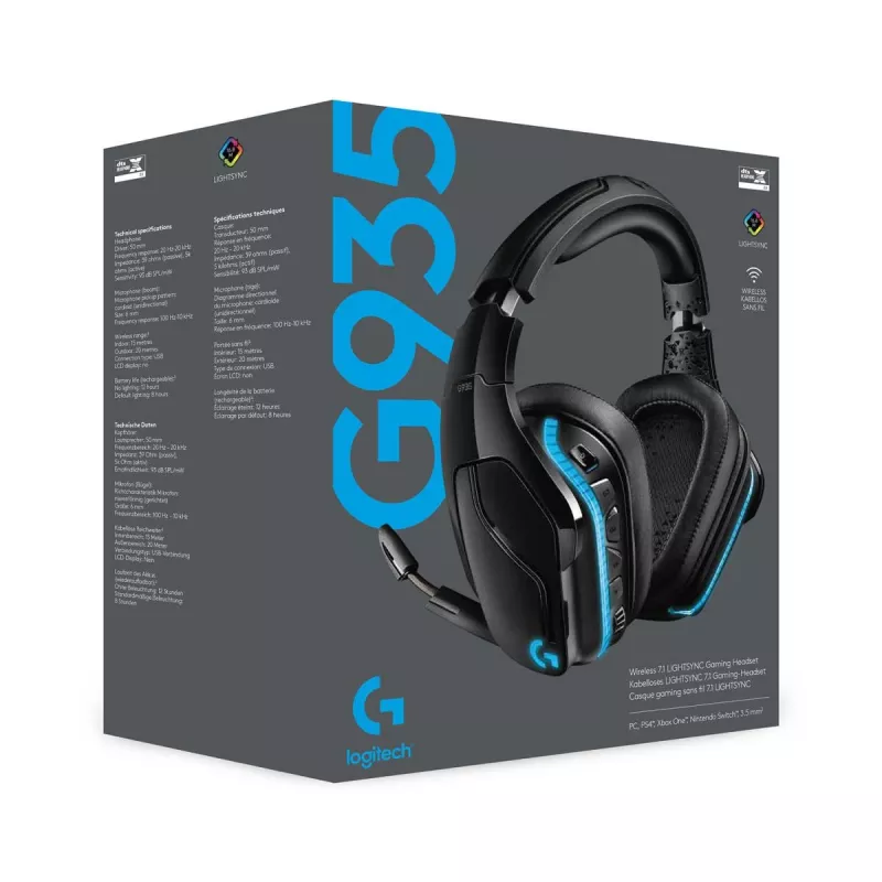 Headset gaming LOGITECH G935 Wireless 7.1 Surround Sound Lightsync – 2,4 GHz