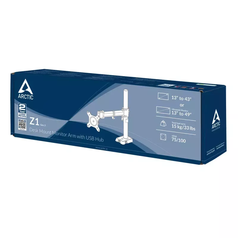 ARCTIC Z1 (Gen 3) - Braço de monitor para montagem na mesa com hub USB