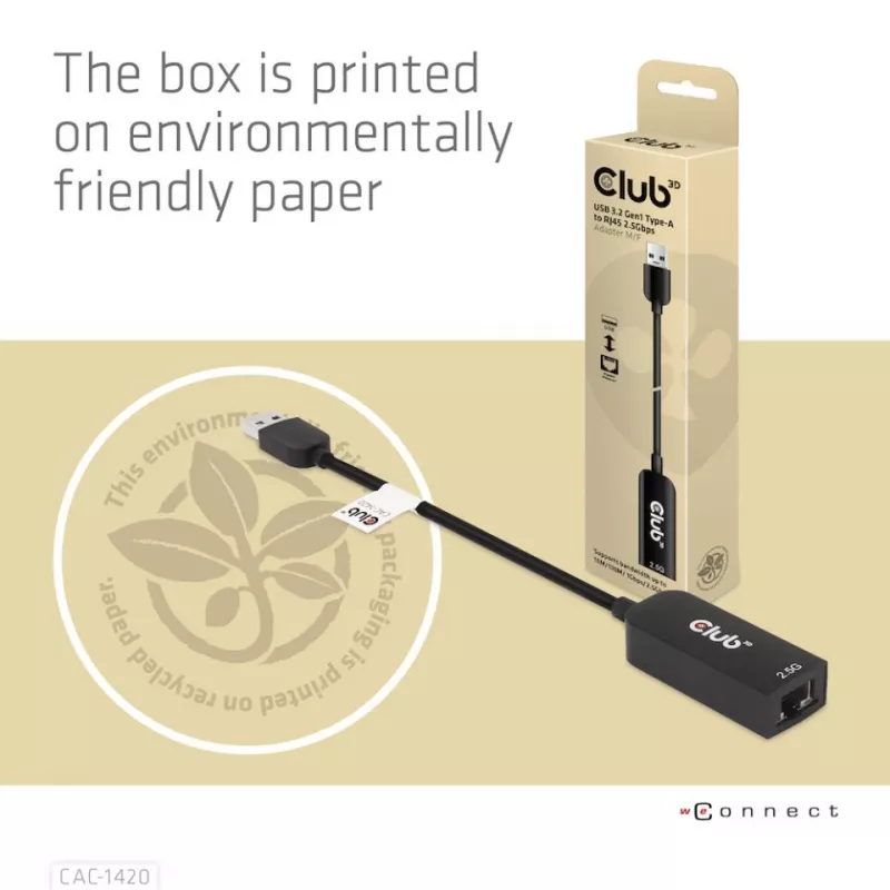 Adaptador CLUB3D USB 3.2 Gen1 Type-A para RJ45 2.5Gbps