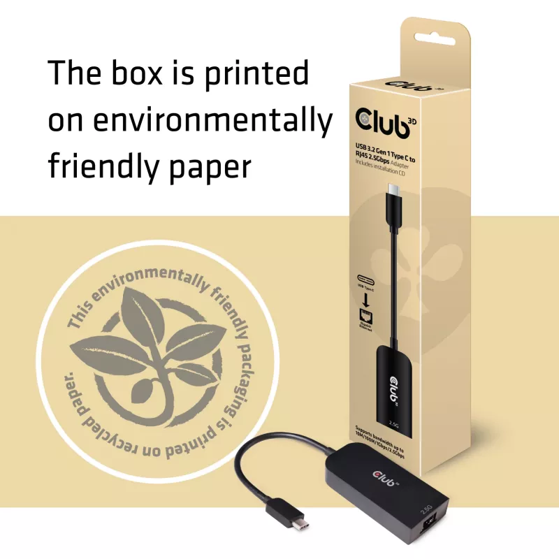Adaptador CLUB3D USB 3.2 Gen1 Type-C para RJ45 2.5Gbps