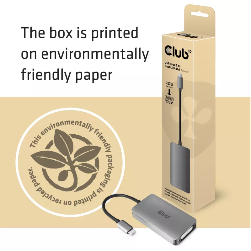 Adaptador ativo CLUB3D USB3.2 Gen1 Type-C para Dual Link DVI-D HDCP ON M/F