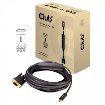 Cabo USB Type C para VGA ativo M/M CLUB3D CAC-1512 5m