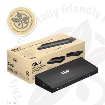 CLUB3D CSV-1562 é uma docking station universal de carregamento USB3.2 Gen1 Type-C Triple 4K30Hz e certificada DisplayLink®. A docking station universal de carregamento