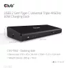 CLUB3D CSV-1562 é uma docking station universal de carregamento USB3.2 Gen1 Type-C Triple 4K30Hz e certificada DisplayLink®. A docking station universal de carregamento