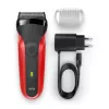 Máquina de barbear de lâmina Braun Series 3 300s com aparador preto, vermelho