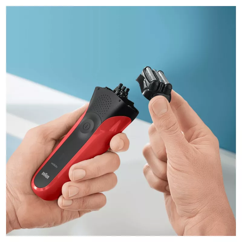 Máquina de barbear de lâmina Braun Series 3 300s com aparador preto, vermelho