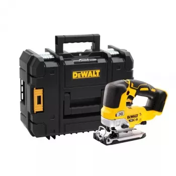 Serra de recortes DeWALT DCS334NT-XJ sem fios 18V, curso 2,6 cm, profundidade de corte madeira 135 mm, inclinação 0–45°, punho superior, punho macio