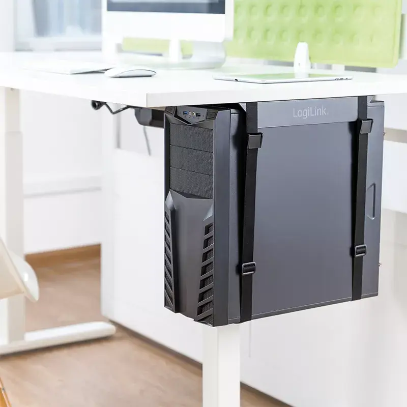 Suporte para CPU LOGILINK EO0009 — suporte de secretária em aço ajustável, preto, RoHS