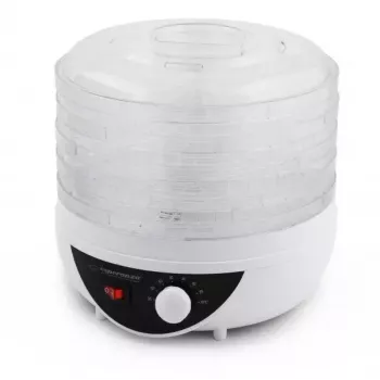 Desidratador ESPERANZA EKD002 – 5 tabuleiros, 250 W, termostato ajustável, temperatura máxima 75 °C, branco translúcido