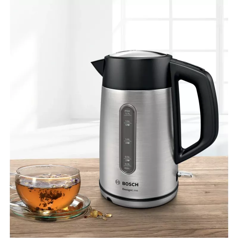 Chaleira Bosch TWK4P440 1,7 L 2400 W Preto, Aço inoxidável