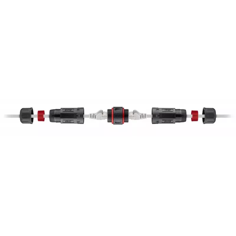 Goobay 79566 acoplador RJ45 para exterior, CAT 6 STP, IP68, 2x RJ45 fêmea, 12 cm, preto