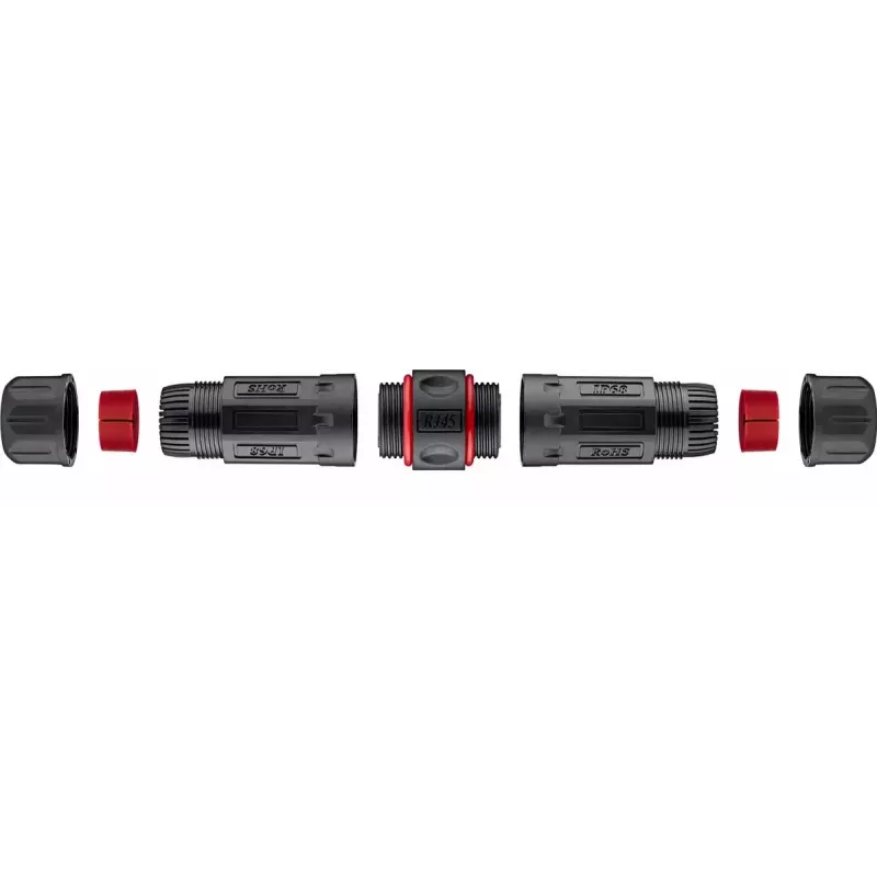 Goobay 79566 acoplador RJ45 para exterior, CAT 6 STP, IP68, 2x RJ45 fêmea, 12 cm, preto