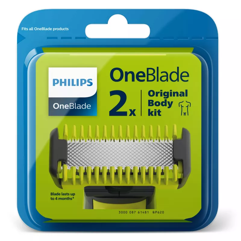 Lâmina de barbear Philips Norelco OneBlade QP620/50 Lâminas de substituição, Preto, pack de 2