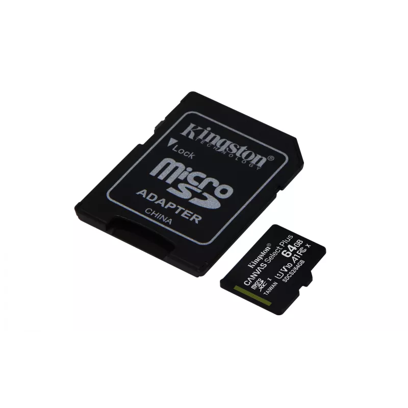 Kingston Technology Canvas Select 64GB microSDXC Plus 100R A1 C10 cartão + ADP