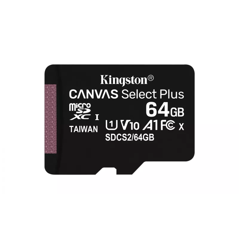 Kingston Technology Canvas Select 64GB microSDXC Plus 100R A1 C10 cartão + ADP