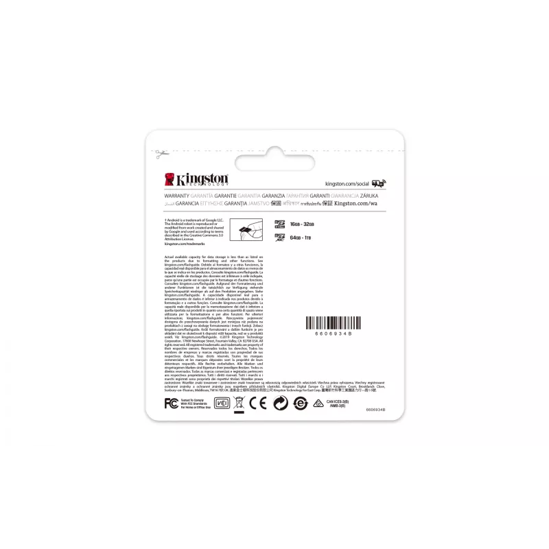Kingston Technology Canvas Select 64GB microSDXC Plus 100R A1 C10 cartão + ADP