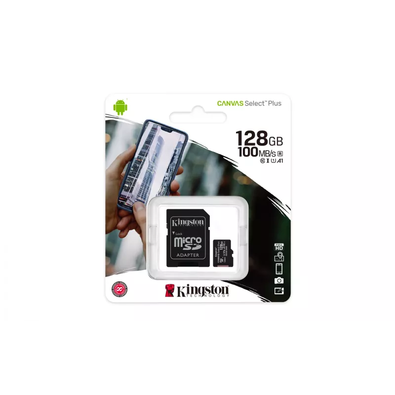 Memória flash Kingston Technology 128GB microSDXC UHS-I Canvas Select Plus 100R A1 C10