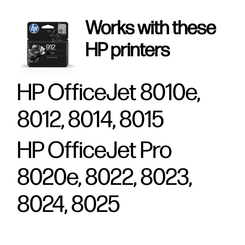 HP 912 Cartucho de tinta original preto, preto, 1 unid., 250 páginas