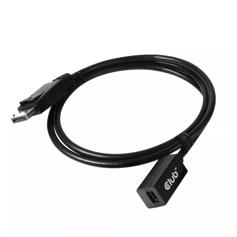 Club 3D CAC-1120 cabo de extensão de Mini DisplayPort 1.4 para DisplayPort F/M, 8K60Hz, 1 m (3,28 ft), preto