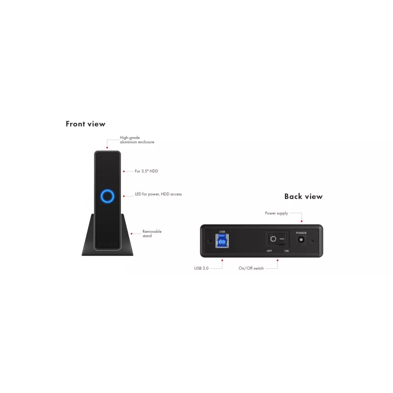 ICY BOX IB-377U3 Caixa para HDD preto 3,5 polegadas